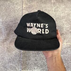 Men's Vintage 90's KC Wayne's World Paramount Movie Promo Black Snapback Hat Cap